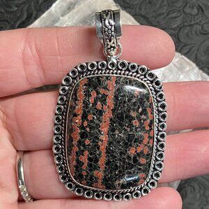 Red Flower Obsidian Pendant Stone Crystal Jewelry